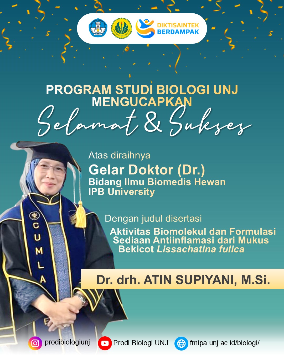 Selamat atas gelar Doktor Atin Supiyani