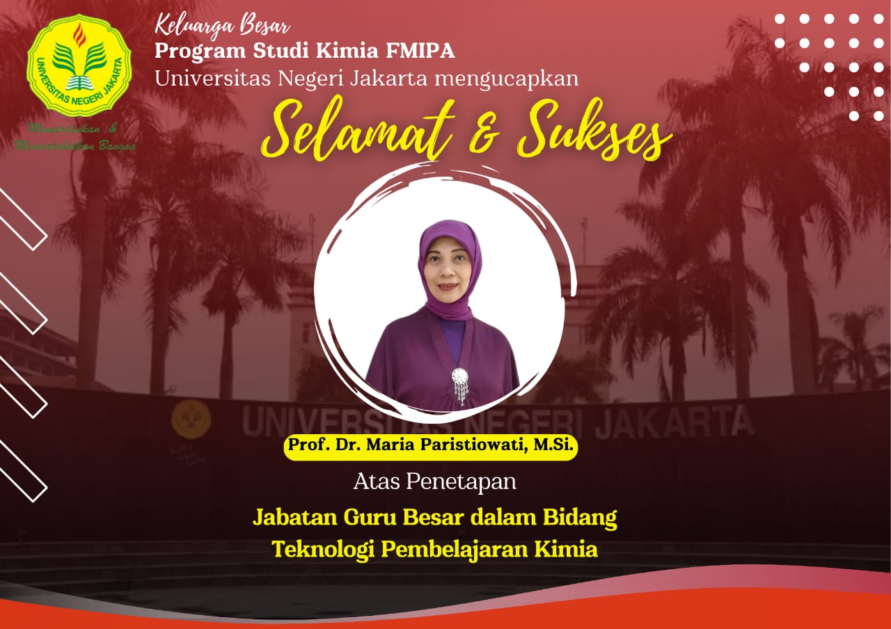 You are currently viewing Prof. Dr. Maria Paristiowati, M.Si. Ditetapkan Sebagai Guru Besar dalam Bidang Teknologi Pembelajaran Kimia