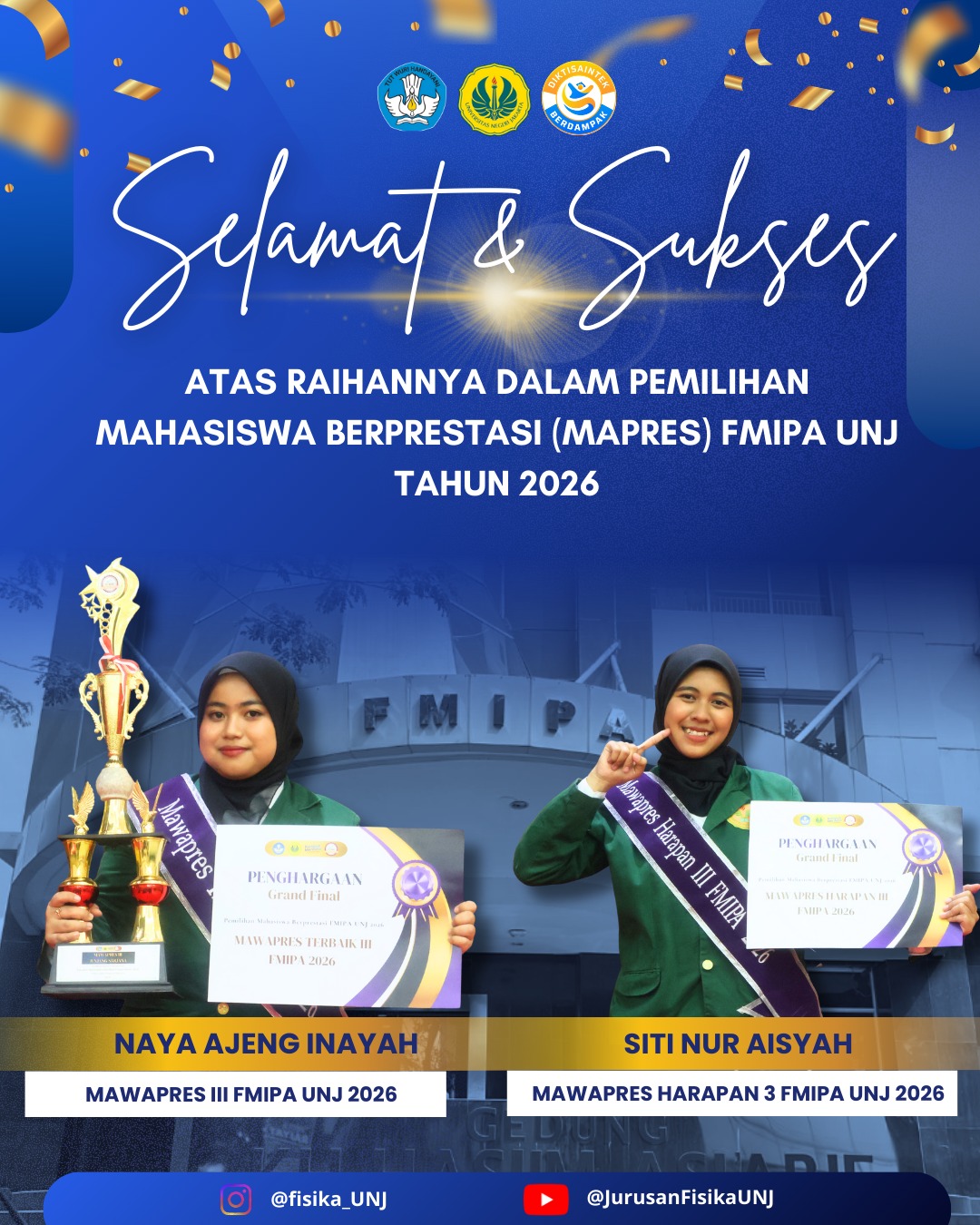 Mahasiswa S1 Pendidikan Fisika Raih Prestasi Membanggakan pada PILMAPRES FMIPA UNJ 2026